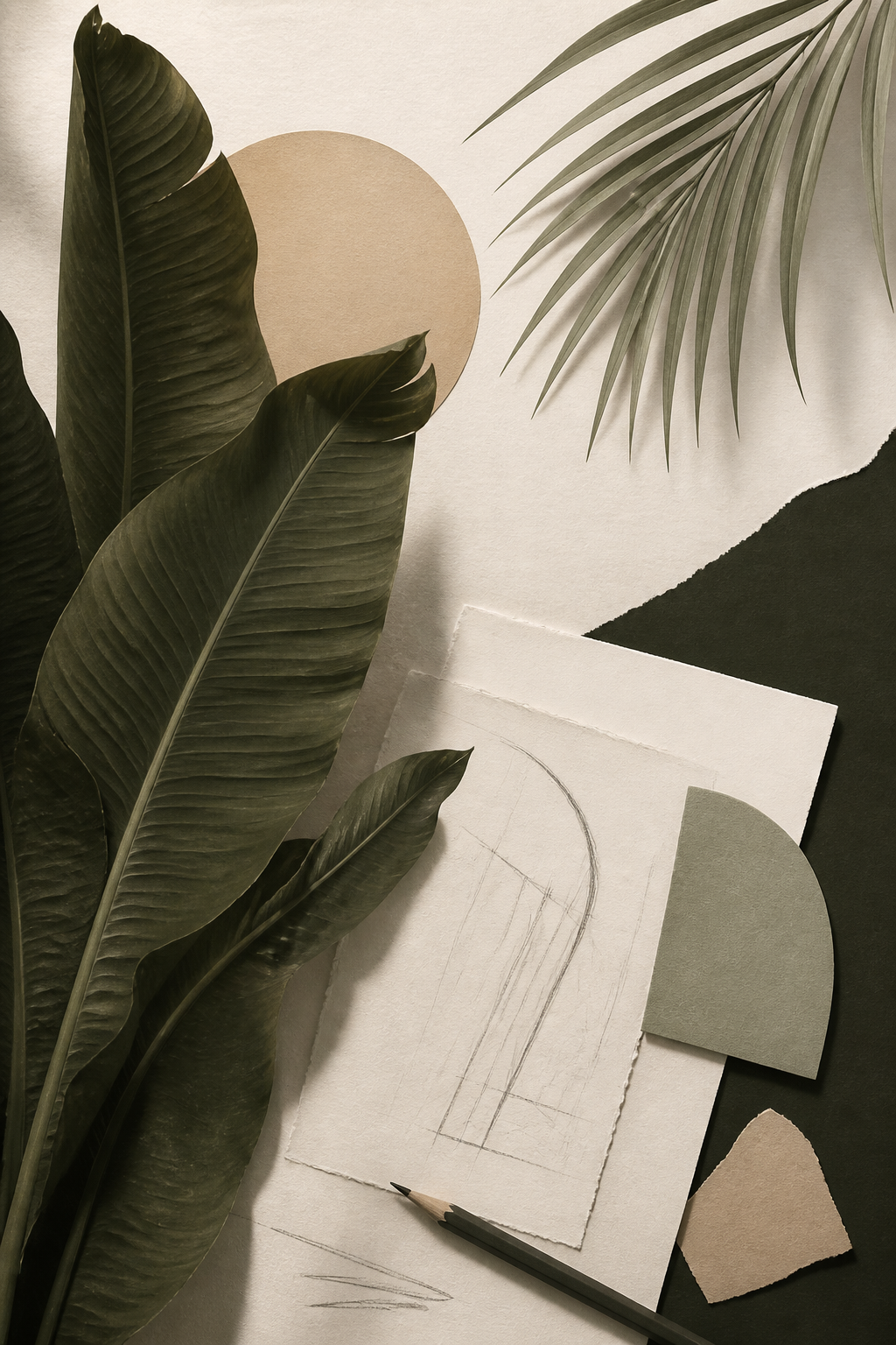 Original tropical paper and pencil artwork created for RAYZ Designs